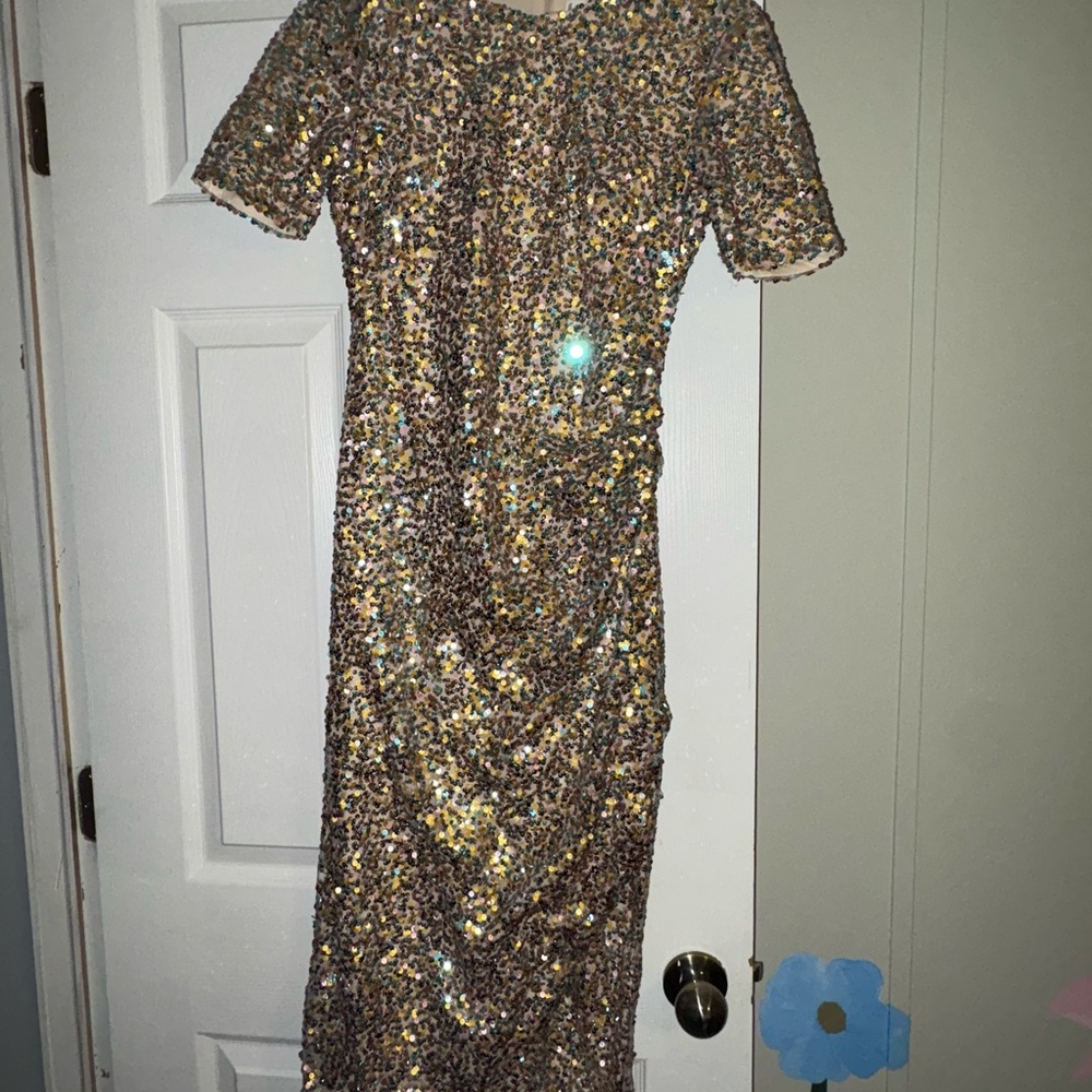 Sequin Short Sleeve Dress